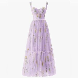 Floral Embroidered Lavender Dress